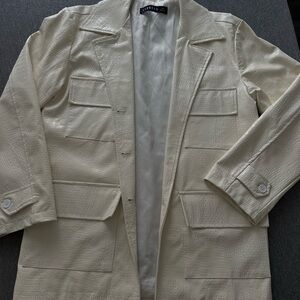 Cream Leather Jacket